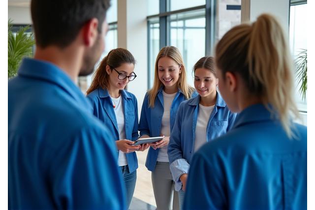 Facility management team coordinating operations